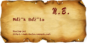 Mák Béla névjegykártya